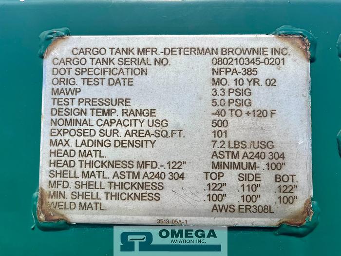 Used 2002 Determan Brownie Fuel Cart 500 Gallons - Diesel / Jet Fuel