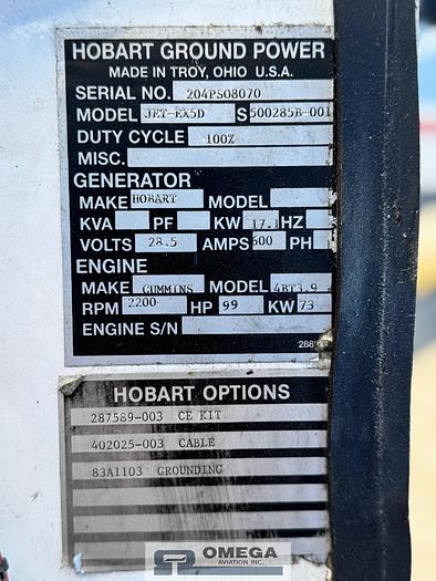 Refurbished 2004 Hobart JetEx5 28 Volt DC GPU - Unit 8070 (Reserved for lease during Superbowl)