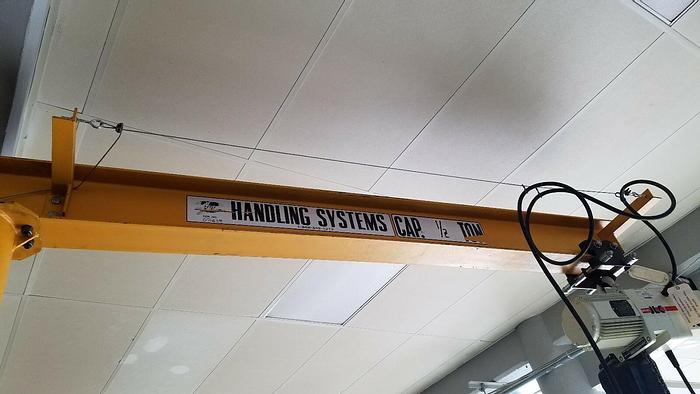 Used 10' x 1/2 Ton Jib Crane Swing Arm Boom with Electric Hoist