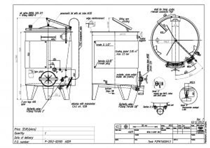 New Stock Letina 500gal/1900L Variable Capacity Jacketed Storage Tank