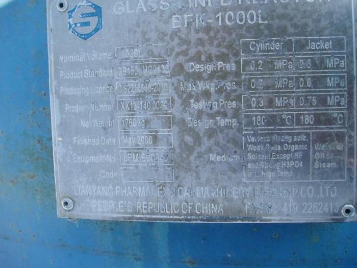 Used Reactor, 265 Gallon, Glass Lined, 30 PSI, Jkt, Agit, #S736725