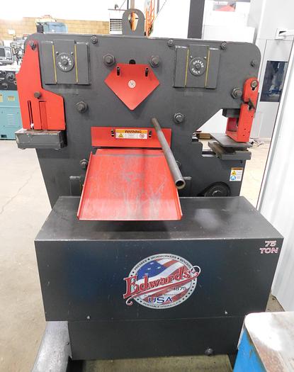 Used Edwards 75 Ton Hydraulic Ironworker IW75-3P230