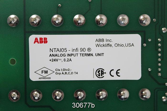 Used ABB NTAI05 Termination Unit, Analog Input for ABB Bailey INFI90 System #30677