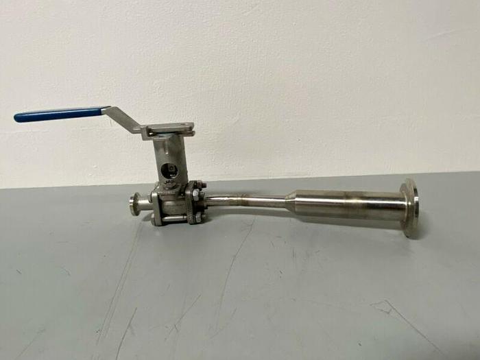 Used PBM CSHLC9FXZ Sanitary Ball Valve w/ 1" & 2" OD Sanitary Fittings