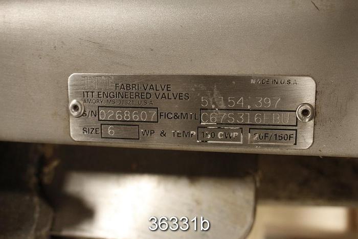 Used Fabri 6" Hand Operated Knife Gate Valve #36331