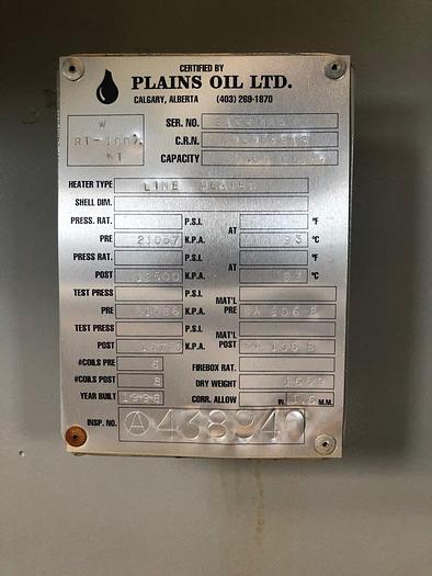 Used 54" x 20' 1,250,000 BTU Hr. Plains Lineheater