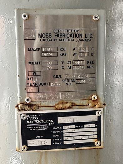 Used 24" x 7.5' 1440 PSI Vertical Sweet Separator