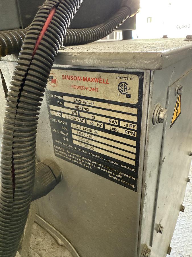 Used 20 KW Generator/MCC Building
