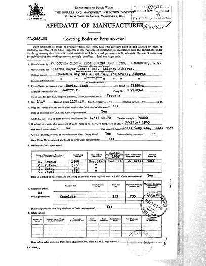 Used 81,364 Gallon 235 PSI Pressurized Storage Bullet
