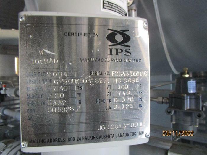 Used 54" x 16' 720 PSI Horizontal Sweet Separator c/w Blow Case