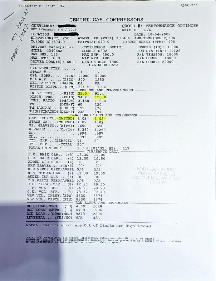 Used 215HP Gemini H-302/Cat 3406 Reciprocating Compressor - 15981