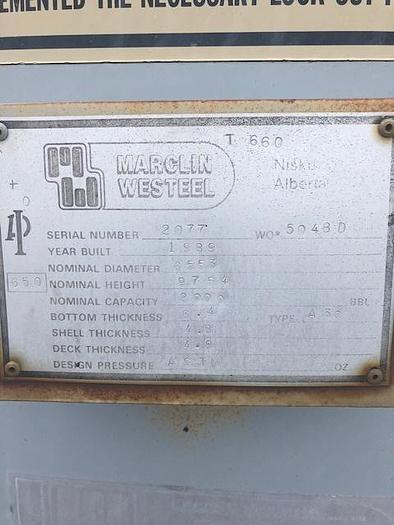 Used 2000 BBL Internally Coated Tanks