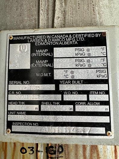 Used 36" x 10' 1440 PSI Sour Separator Package