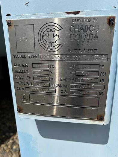 Used 8' X 26' Chadco Vessel/Separator/lineheater/Sand Separator Combo