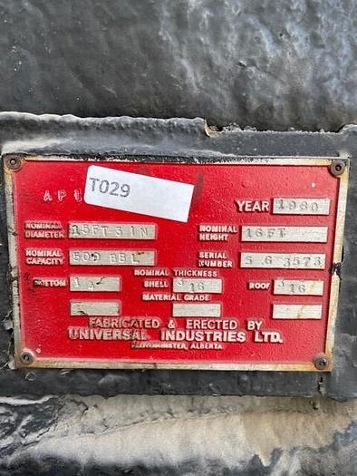 Used 500 BBL Insulated Tank