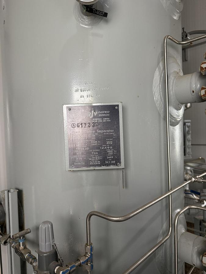 Used 30" 1440 PSI Vertical Sour Separator Package w/Integral 400 BBL Tank