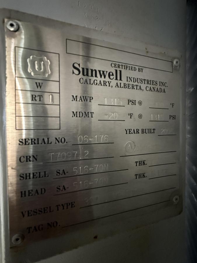 Refurbished 36" 1315 PSI Vertical Sour Separator - 16016