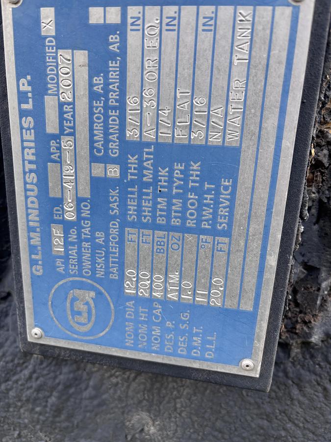 Used 400 BBL Heated and Insulated Tank