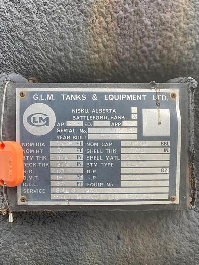 Used 1000 bbl. Insulated Sales Tank with firetube