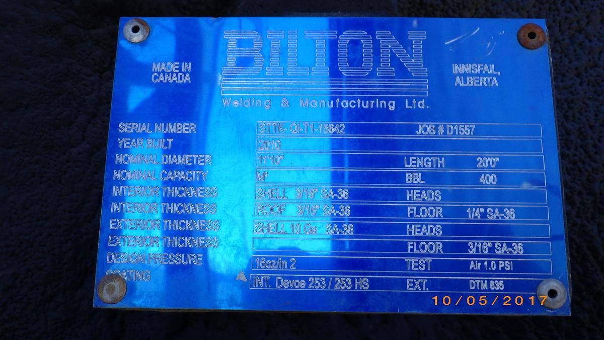 Used 400 BBL Double Wall L-Skidded, EnviroVaullt Heated, Insulated & Internally Coated Tank