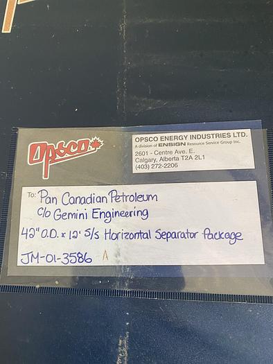 Used 42" x 12' 720 PSI Sweet Horizontal Separator Package