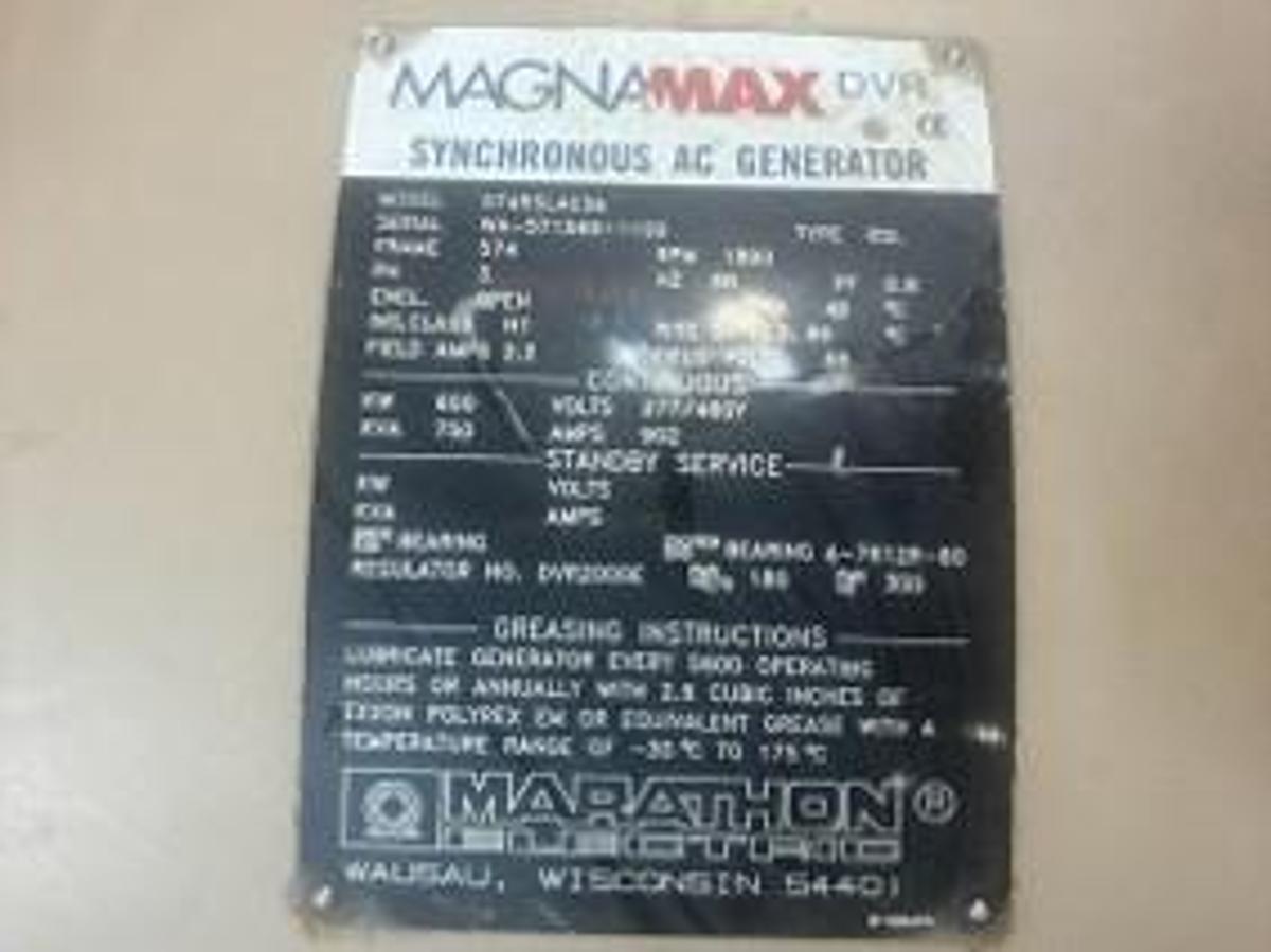 Used 600 Kw Cummins 480V / 3 phase Nat Gas GTA50-G1