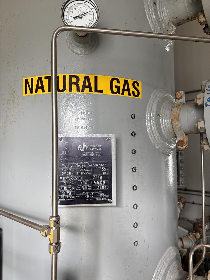 Used 30" 1440 PSI Vertical Sour Separator Package w/Integral 400 BBL Tank