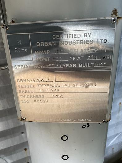 Used 16" 1440 PSI Vertical Separator Package w/Integral 100 Bbl Double Wall Fiberglass Tank