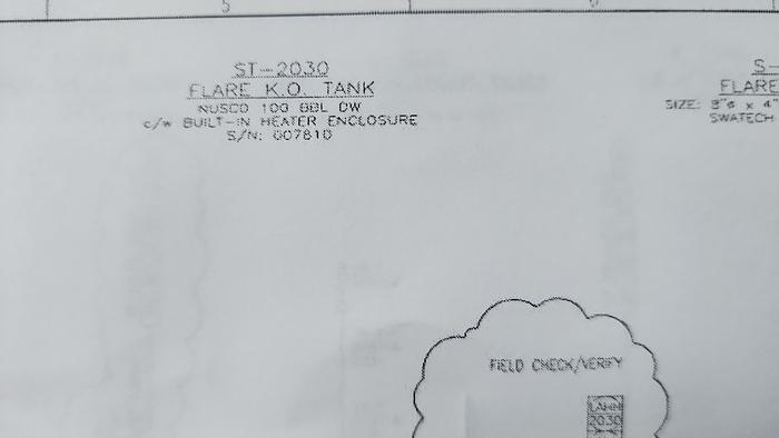 Used 100 BBL Double Wall 14.9 PSI 84" x 15' Flare KO