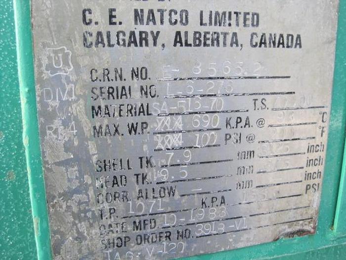 Used 6' x 20' 100 PSI Horizontal Electrostatic Internally Coated Treater