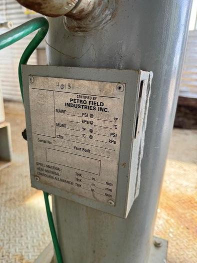 Used 48” x 15’ 1435 PSI Horizontal Separator Package