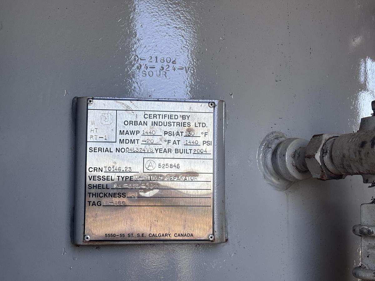 Used 36" 1440 PSI Vertical Sour Trailer Mounted Separator Package