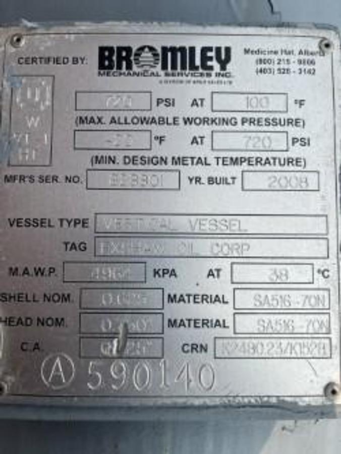 24" 720 PSI Vertical Sour Separator