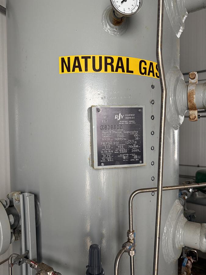 Used 30" 1440 PSI Vertical Sour Separator Package w/Integral 400 BBL Tank