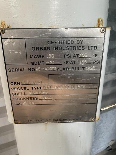 Used 16" 1440 PSI Vertical Separator Package w/Integral 100 Bbl Double Wall Fiberglass Tank