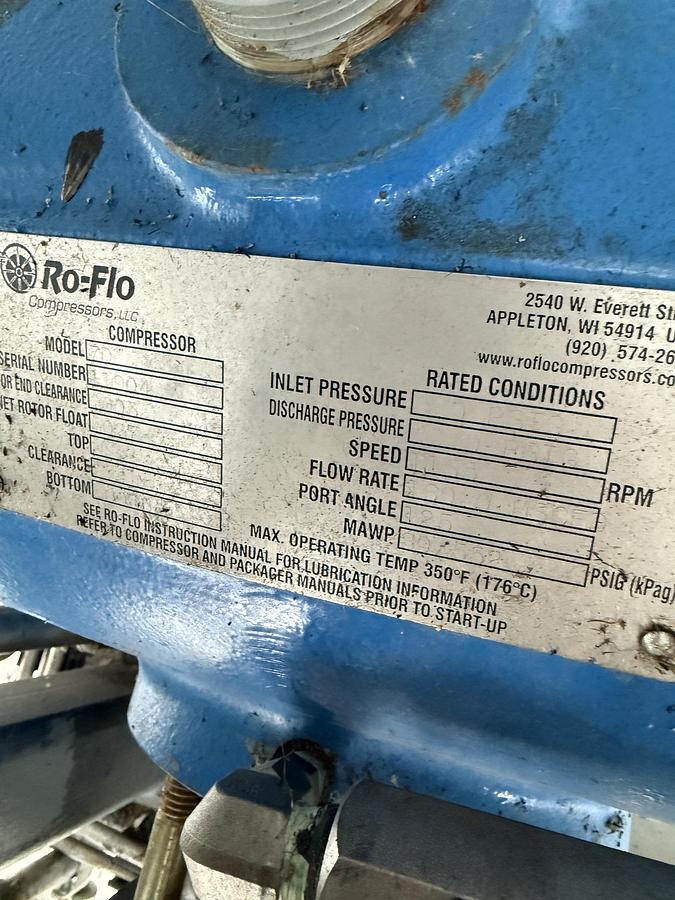 Used 50 HP Ro-Flo VRU Compressor