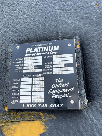 Used 400 BBL Insulated Heated & Internally Coated Tank