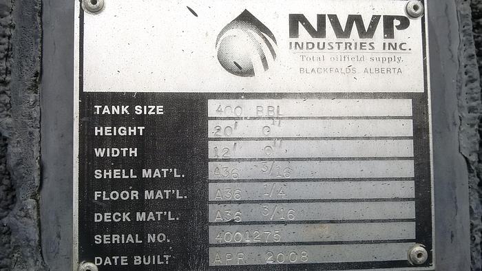 Used 400 BBL Insulated EnviroVault Heated Tank