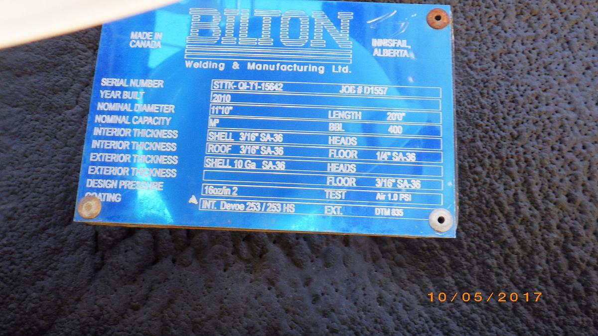 Used 400 BBL Double Wall L-Skidded, EnviroVaullt Heated, Insulated & Internally Coated Tank