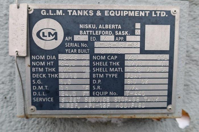 Used 750 BBL Internally Coated, Heated, and Insulated Tank