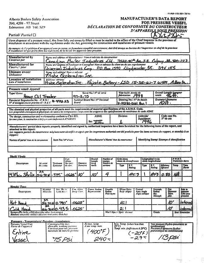 Refurbished 10' x 40' 75 PSI Horizontal Treater - 15858