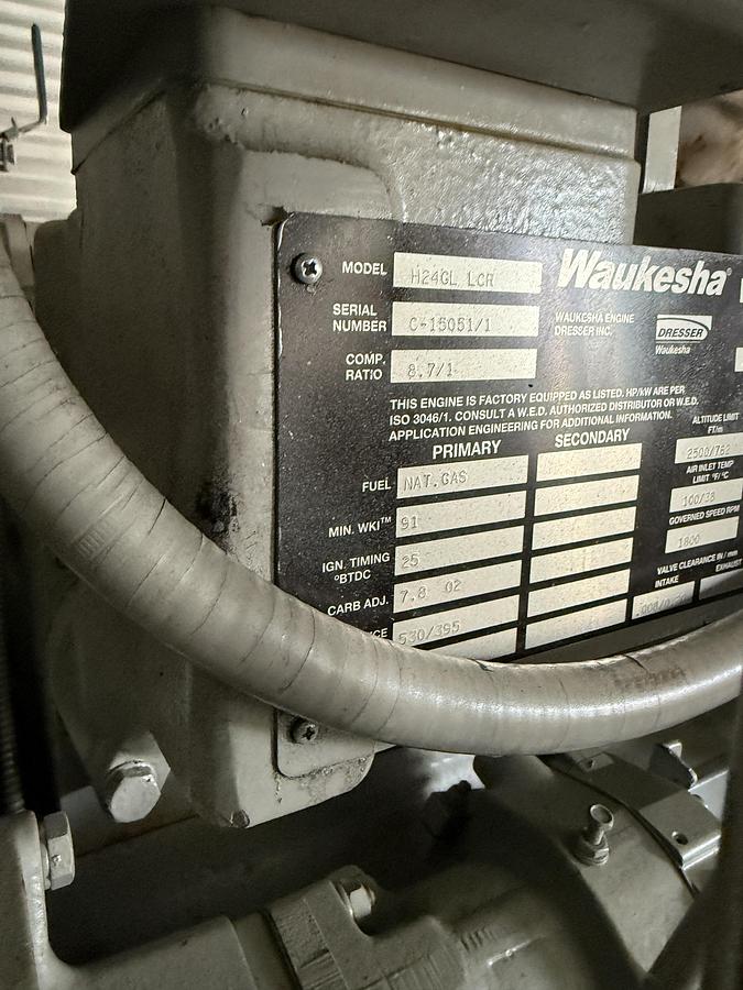 Used 620 HP Waukeshau H24GL Driven Ariel JG2 Compressor