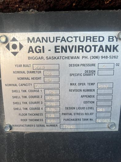 Used 400 BBL Double Wall Internally Coated, Heated and Insulated Tank