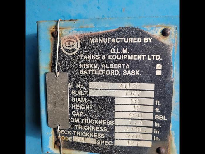 Used 400 BBL Internally Coated Tank