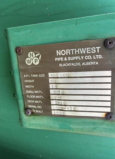 400bbl Unused Tank with L skid