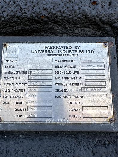 Used 750 BBL Insulated Tank