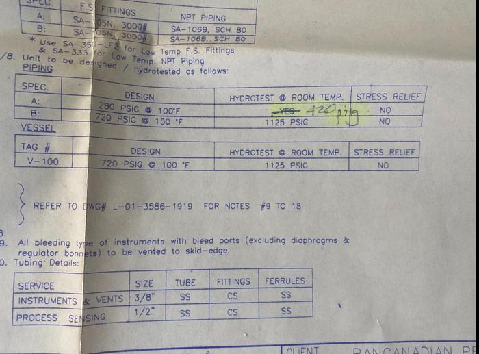 Used 42" x 12' 720 PSI Sweet Horizontal Separator Package