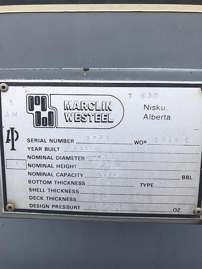 Used 2000 BBL Internally Coated Tanks