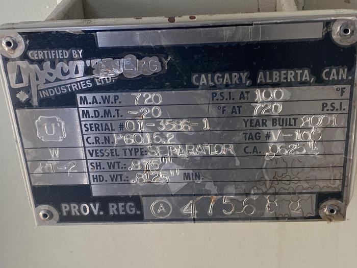 Used 42" x 12' 720 PSI Sweet Horizontal Separator Package