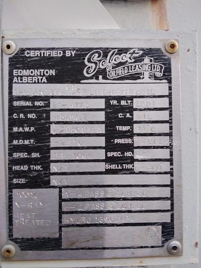 Used 8 MMBTU/Hr. 9' D x 36' L Insulated Shell Lineheater